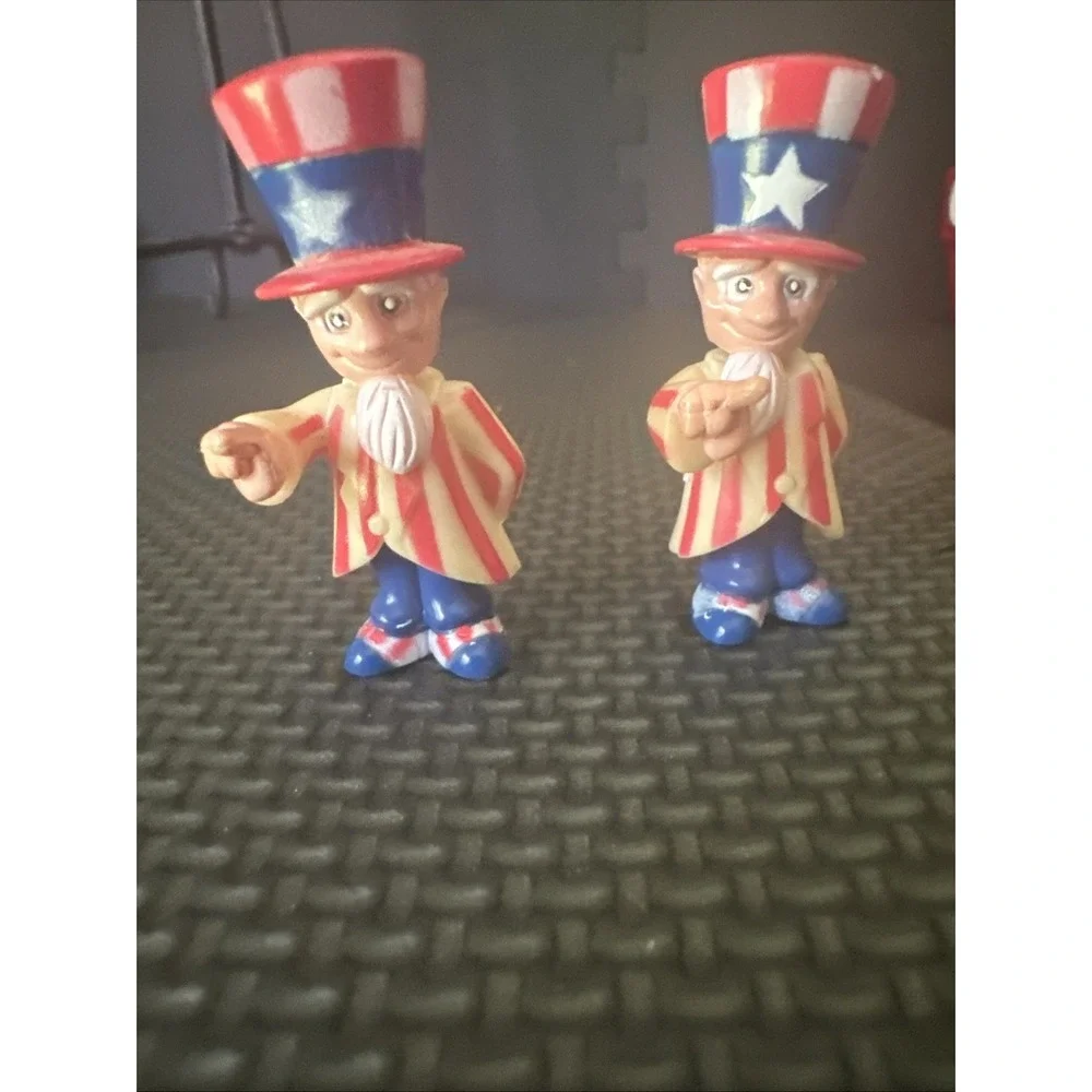 2 Vintage Wilton Patriotic Cake Topper  4th of July Uncle Sam Bobbleheads